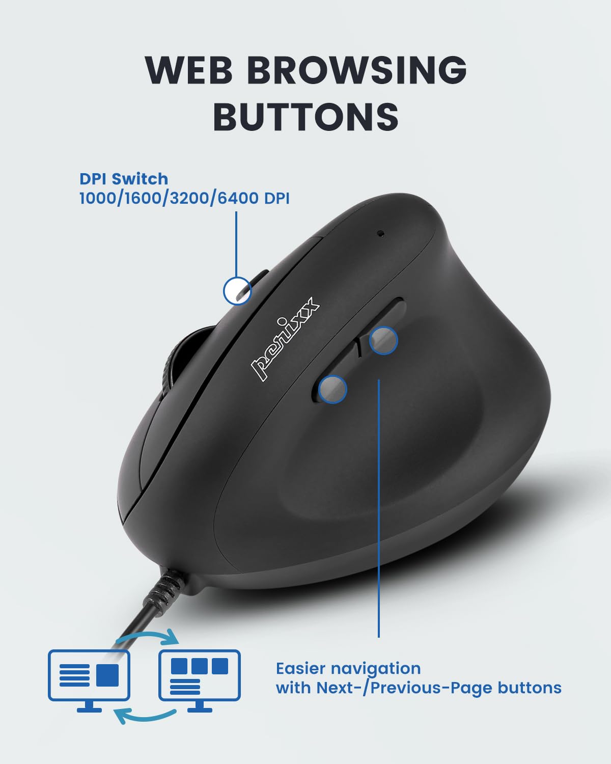Amazon.com: Perixx PERIMICE-508II Wired Vertical Ergonomic Mouse